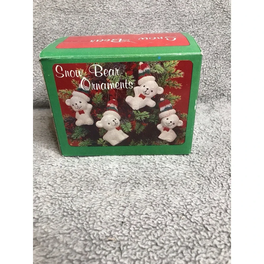 Vintage Christmas Around The World Snow Bear Ornaments‎ W/Box Set of 4 54012